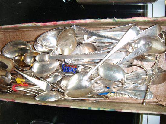 Various silver spoons incl. sugar bows